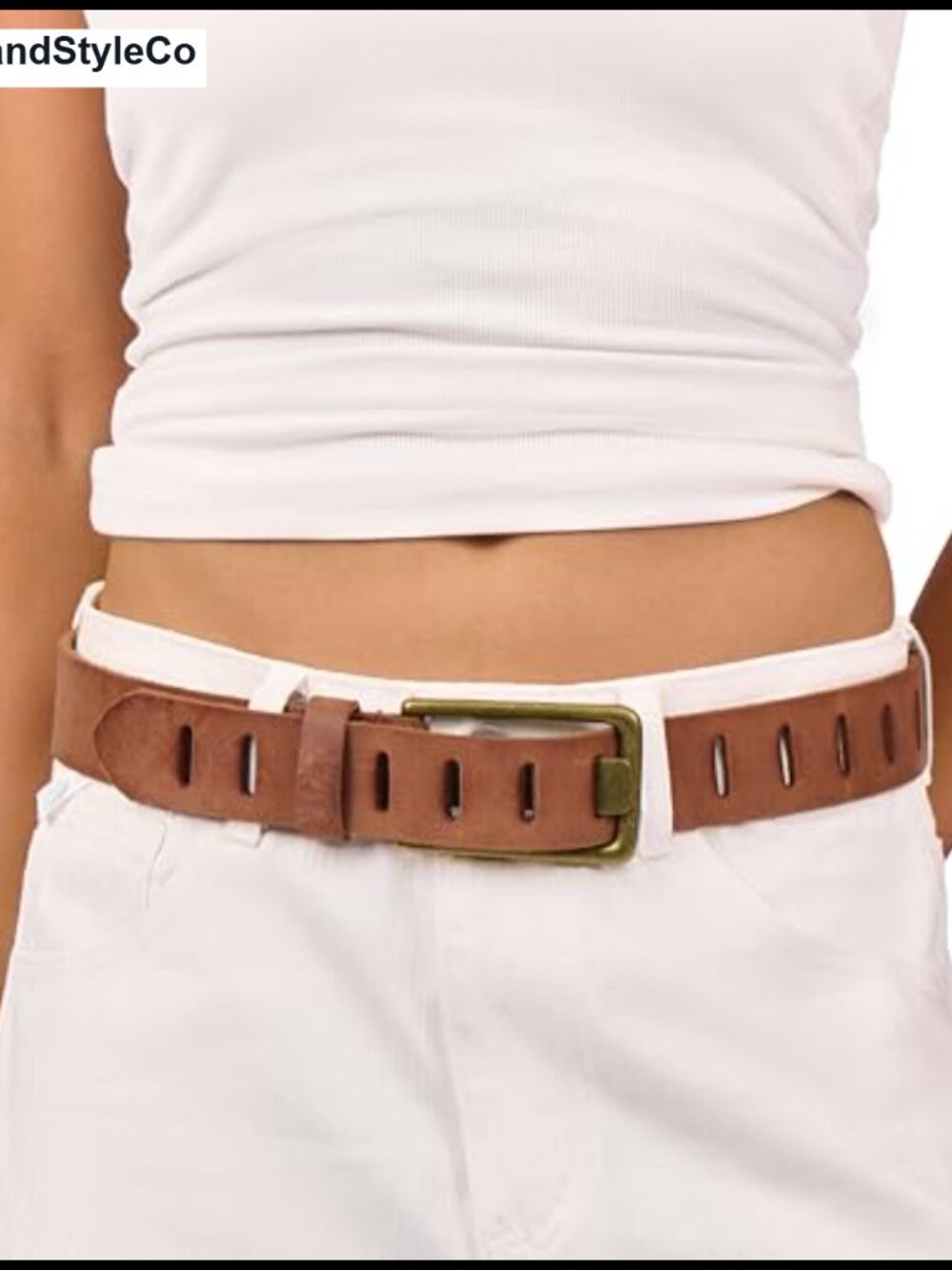Women Full Grain Leather Belt Adjustable Buckle Western Cowgirl